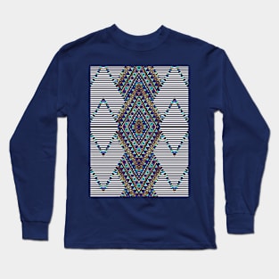 Aztec pattern blue purple aqua Long Sleeve T-Shirt